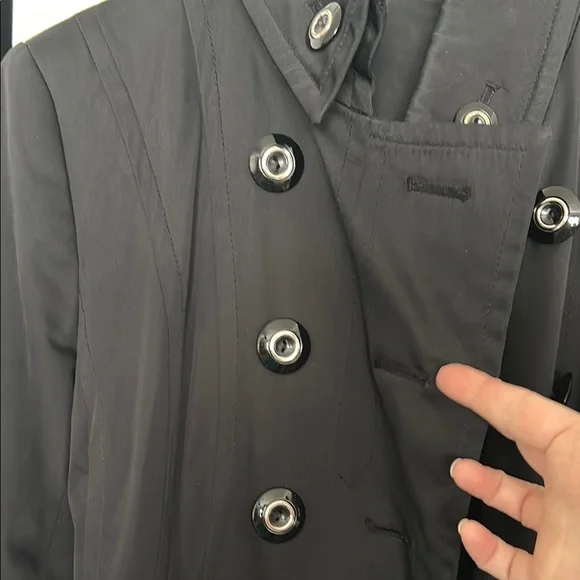 White House Black Market Black Trench Coat - Picture 5 of 7